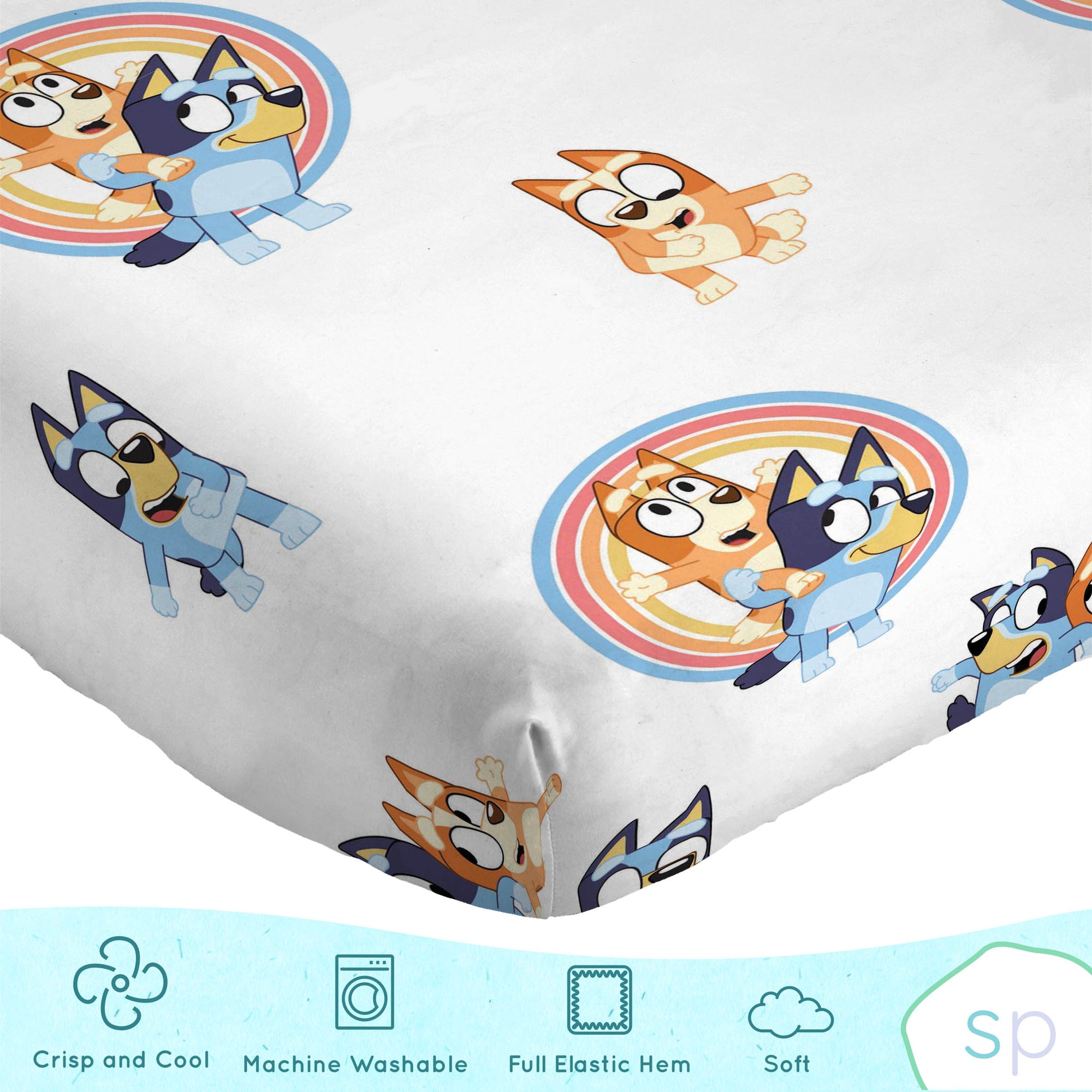 Saturday Park Bluey Rainbow in the Clouds 100% Organic Cotton Sheet Set
