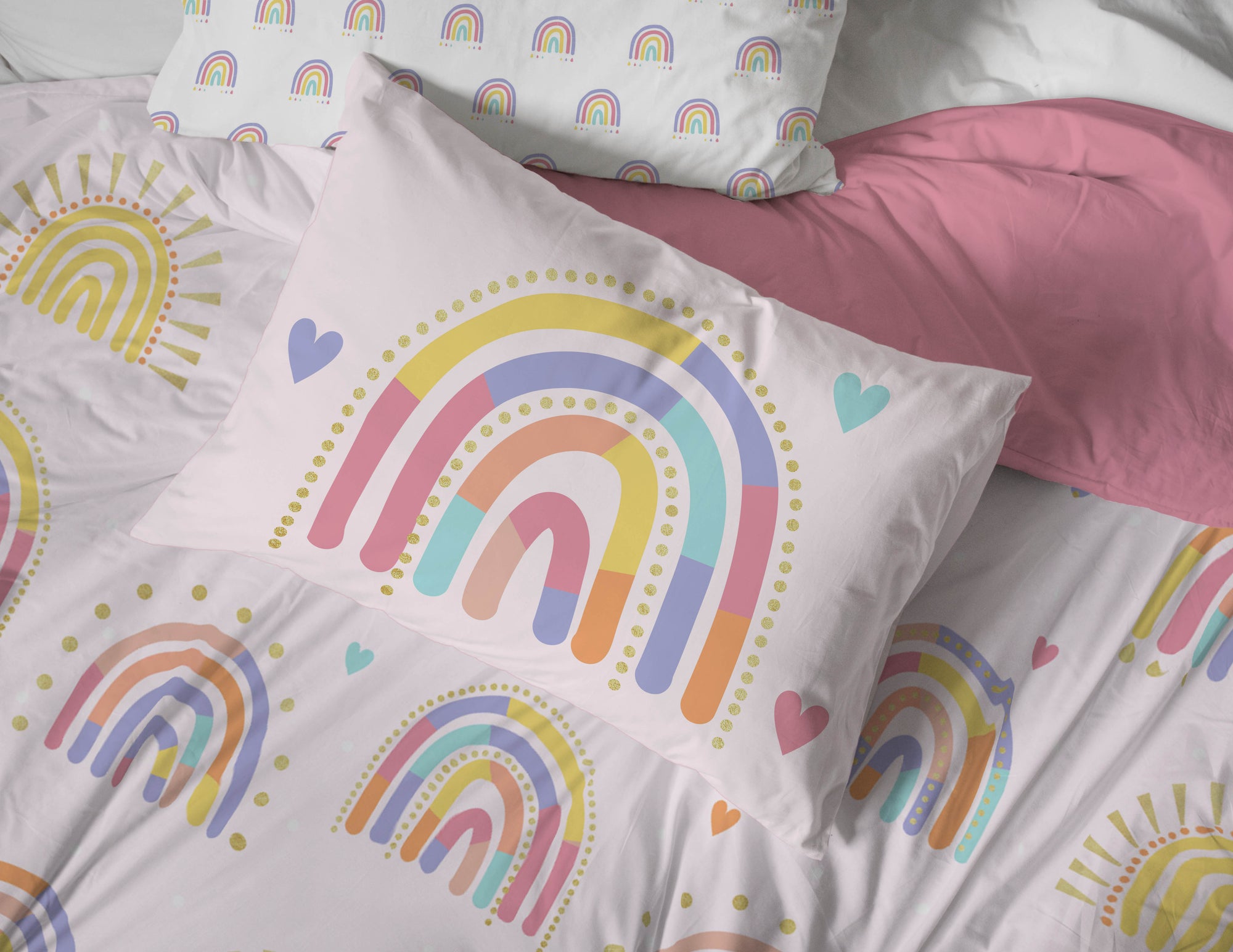 Saturday Park Doodle Rainbow 100% Organic Cotton Bed Set