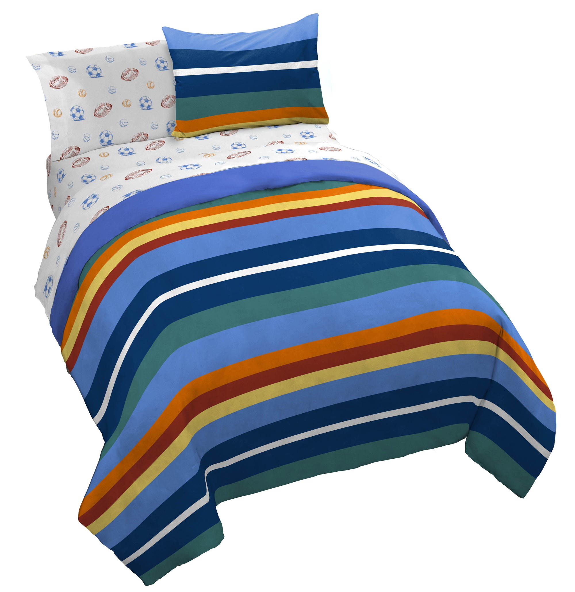 Saturday Park Vintage Stripe & Sports 100% Organic Cotton Bed Set