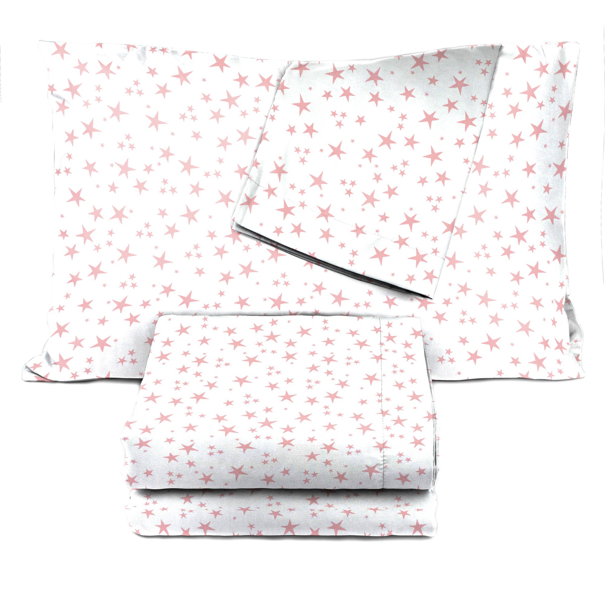 Saturday Park Pink Stars 100% Organic Cotton Sheet Set