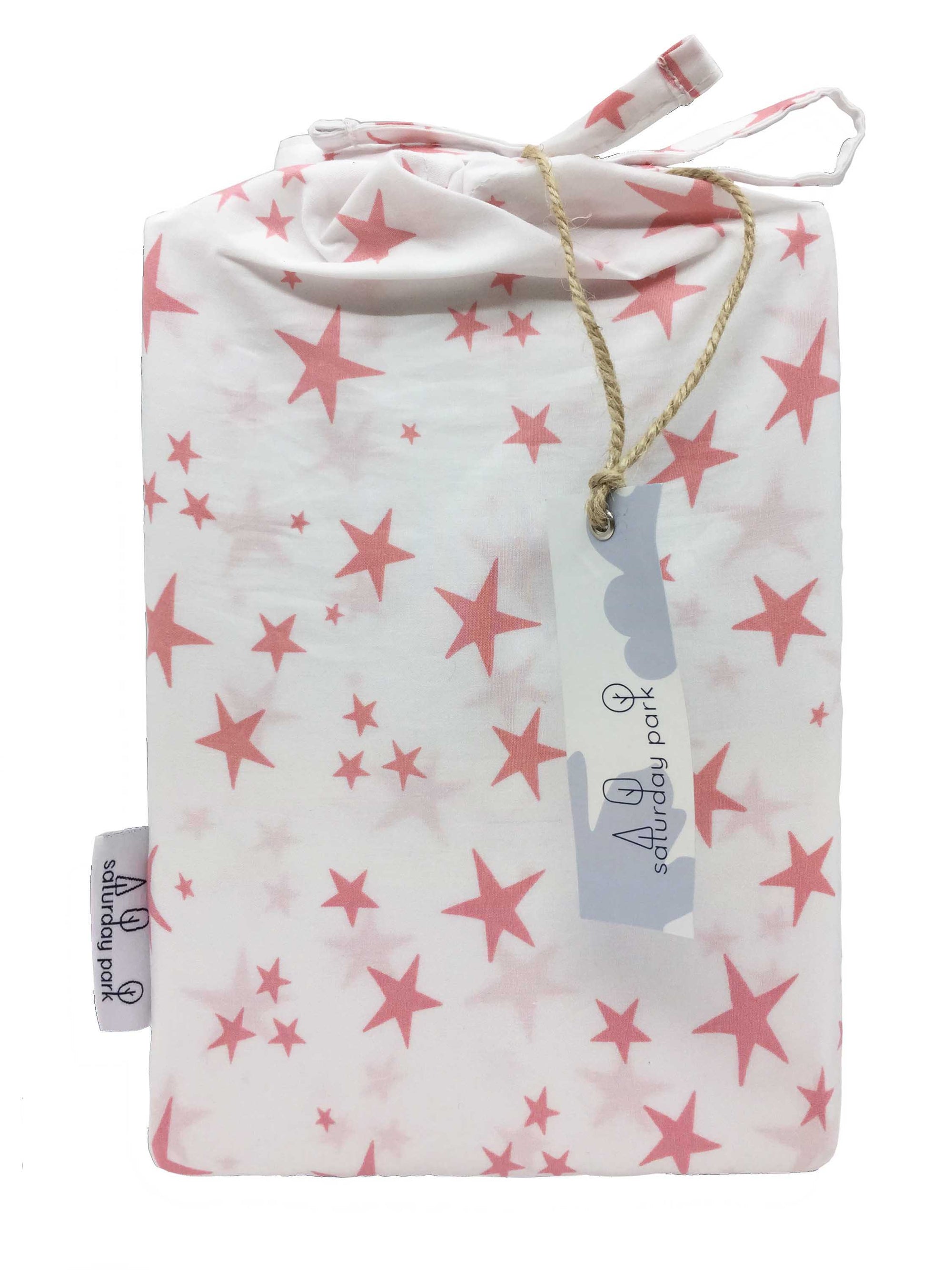 Saturday Park Pink Stars 100% Organic Cotton Pillowcase