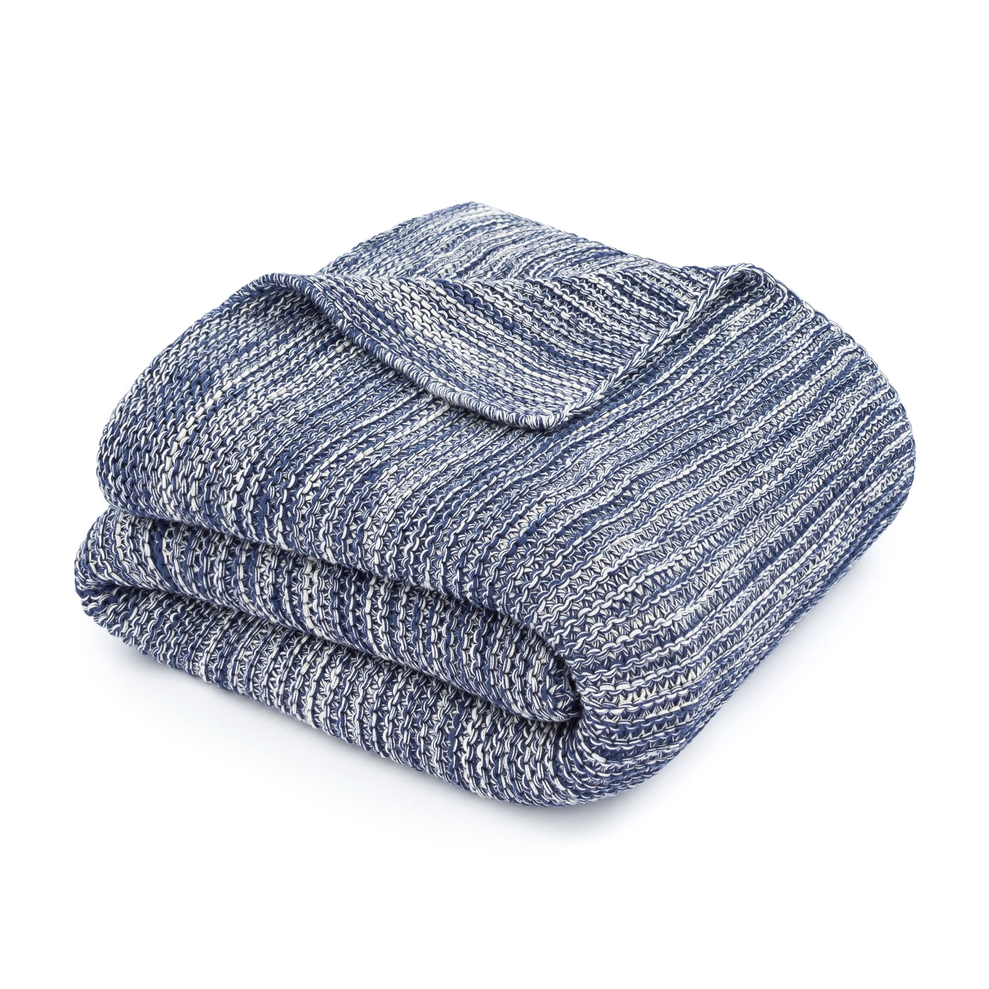 Saturday Park Navy Knitted Throw Blanket