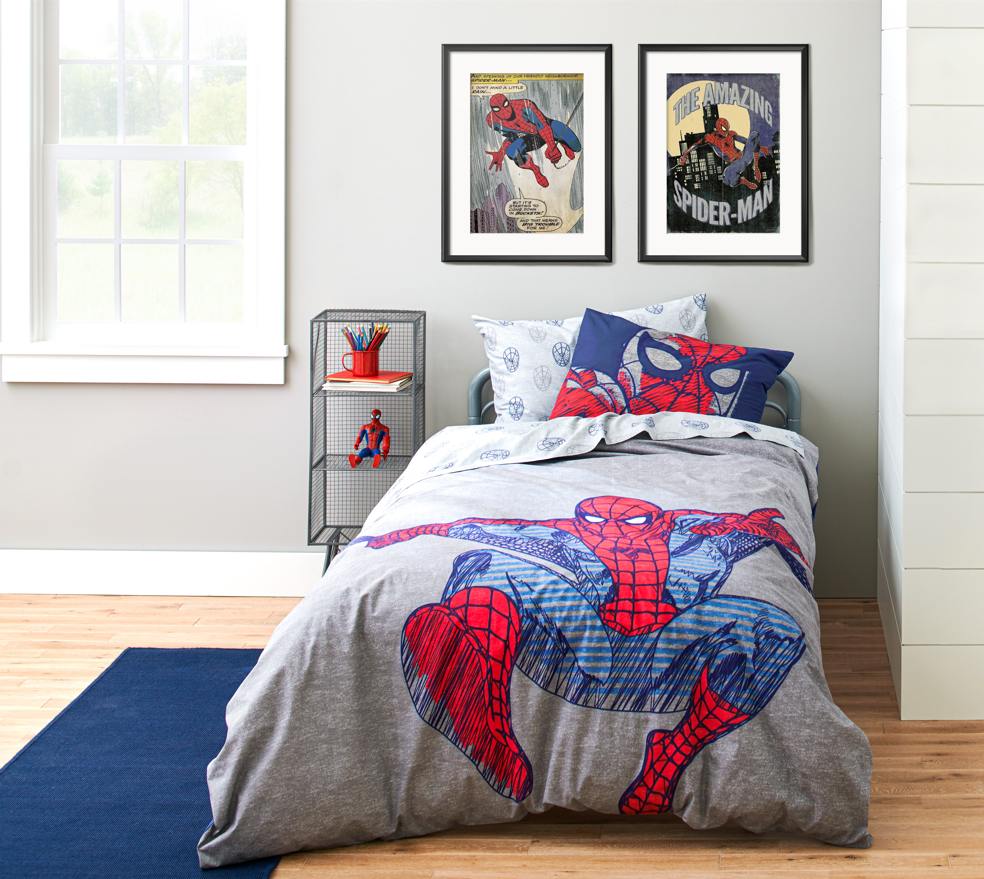 Saturday Park Marvel Spiderman Web Stripe 100% Organic Cotton Bed Set